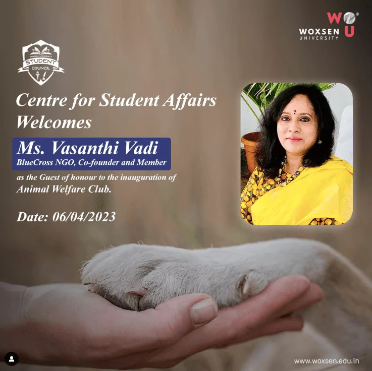 Ms. Vasanthi Vadi for inauguration of Animal Welfare Club