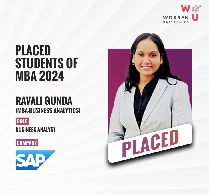 MBA Placements | Ravali Gunda student of MBA (Business Analytics) gets placed at SAP Labs as Business Analyst