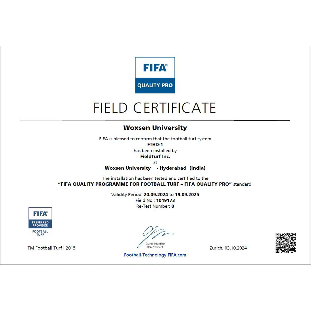 Woxsen University’s RACE Football Field Earns Prestigious FIFA Quality Pro Certification