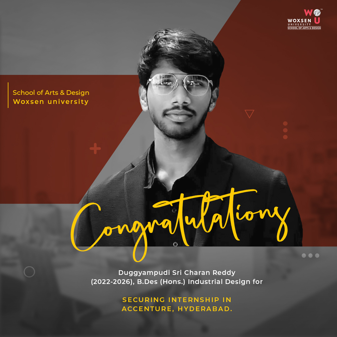 Duggyampudi Sri Charan Reddy (B.Des 2022-26) Secures Internship at Accenture, Hyderabad!