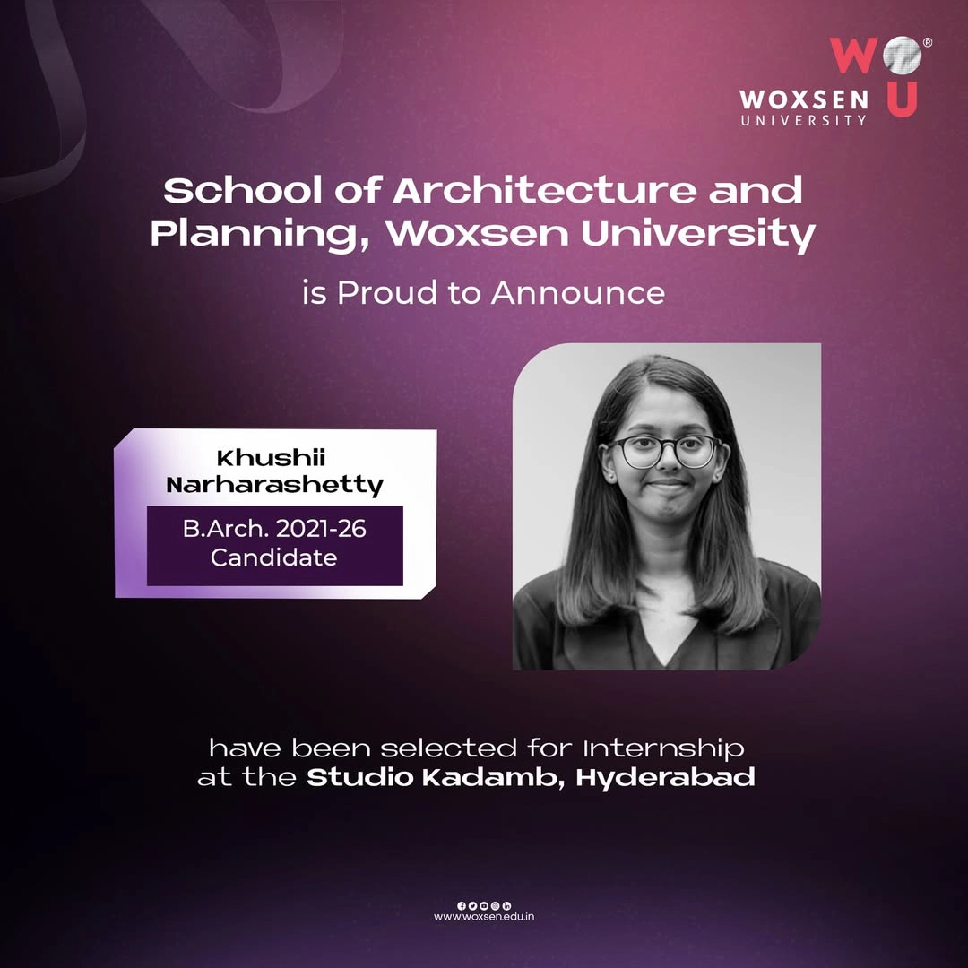 Khushii Narharashetty (B.Arch 2021–26) Secures Internship at Studio Kadamb, Hyderabad