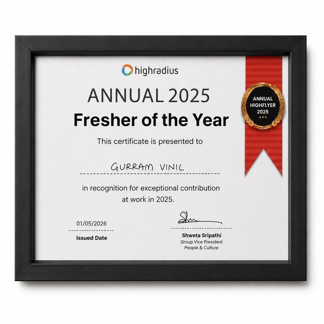 Woxsen Alumnus Receives Fresher of the Year Award at HighRadius