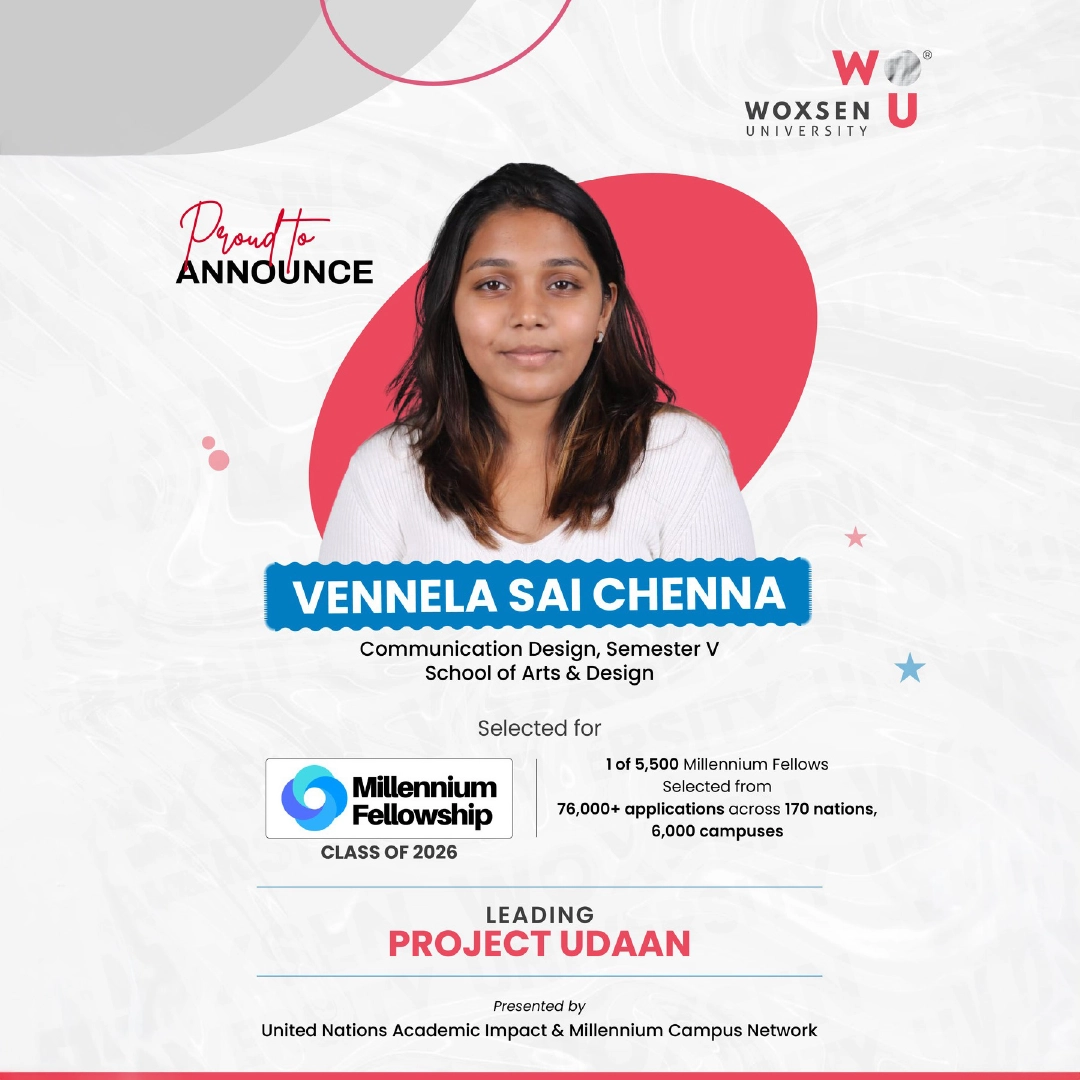 Woxsen Student Selected for Millennium Fellowship Class of 2026 with Project UDAAN